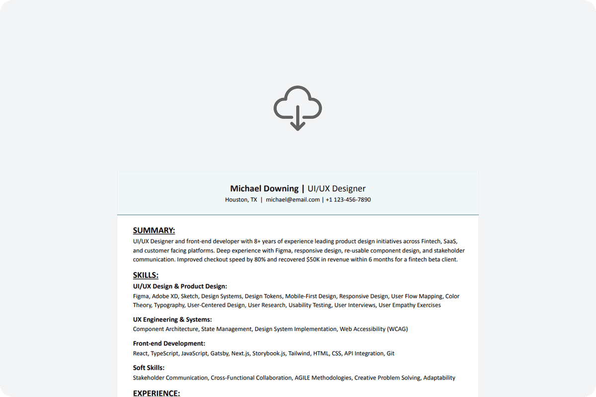 Get a tailored resume — instantly